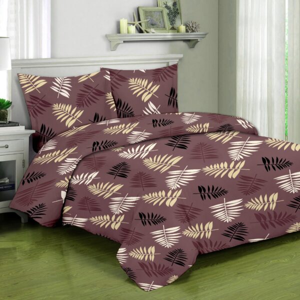 Coffee Double Size Bedsheet With Cotton Leaf Print, Printed Cotton Double Size Coffee Bedsheet With Leaf Design , Double Size Cotton Leaf Printed Coffee Bedsheet Sets Coffee, Cotton Leaf Print Double Coffee Colored Bedsheet Set, Cotton Printed Bedsheet set in ahmedabad, cotton printed bedsheet set in gujarat, Double Bedsheet in ahmedabad, bedsheet manufacturer in ahmedabad.