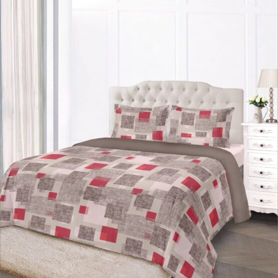 Cotton Square Print Light Red Double Size Printed Bedsheet Set, Two Size Cotton Bedsheet Set in Light Red, Double Size Printed Light Red Bedsheet Set, Double Size Cotton Bedsheet Set in Square Print Design, Classic Light Red Square Printed Cotton Double Size Bedsheet Se, square Print Cotton Double Size Bedsheet in Light Red, Cotton Printed Bedsheet set in Ahmedabad, cotton printed bedsheet set in Gujarat, Double Bedsheet in Ahmedabad, bedsheet manufacturer in Ahmedabad.