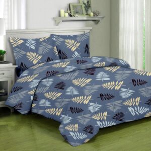 Blue King Size Bedsheet With Cotton Leaf Print, Printed Cotton King Size Blue Bedsheet With Leaf Design, King Size Cotton Leaf Printed Blue Bedsheet Sets Blue, Cotton Leaf Print King Blue Colored Bedsheet Set, Cotton Printed Bedsheet set in Ahmedabad, cotton printed bedsheet set in Gujarat, king Bedsheet in Ahmedabad, bedsheet manufacturer in Ahmedabad.