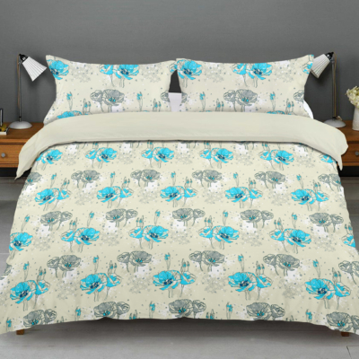 Life Style – Cotton Printed Bedsheet Set – Sky Blue