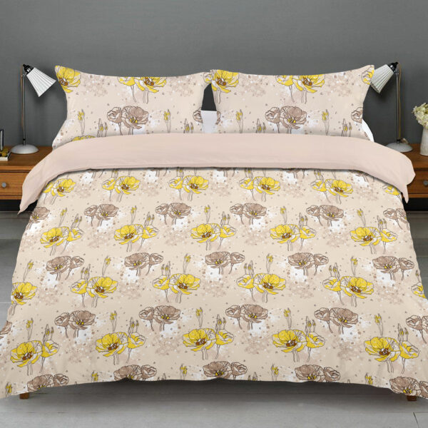Cotton Classic Cream With Yellow Flower Print Double Size Bedsheet, Classic Cotton Double Size Printed Bedsheet set, Flower Pattern Yellow Double Size Bedsheet set, Cotton Classic Printed Bedsheet Set for Double Size Bedssheet set, Double Size Yellow Flower Bedsheet and Pillowcase Set , Cotton Printed Yellow Flower Double Bed Sheet Set , Double Bed Yellow Cotton Classic Bed Sheet set, Printed Bedsheet Set from Cotton Classic, Cotton Printed Bedsheet set in ahmedabad, cotton printed bedsheet set in gujarat, Double Bedsheet in ahmedabad, bedsheet manufacturer in ahmedabad.