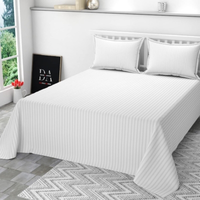 Precious – White Satin Stripe Bedsheet Set